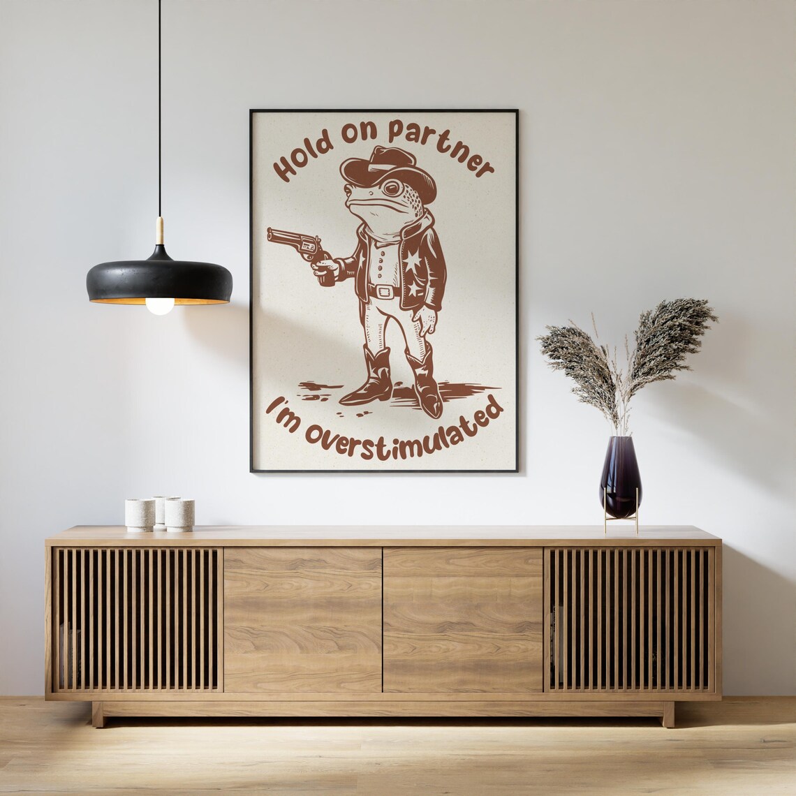 Funny Overstimulated Cowboy Frog Art Print, Dorm Decor - Image 2