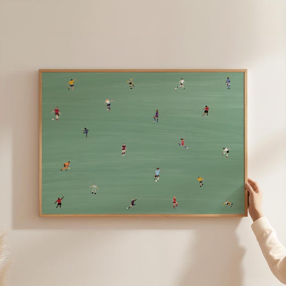 Tiny Soccer Players Minimalist People Art Print