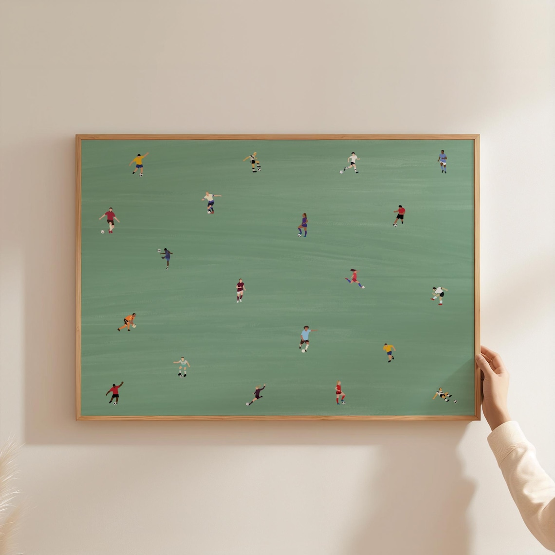 Tiny Soccer Players Minimalist People Art Print
