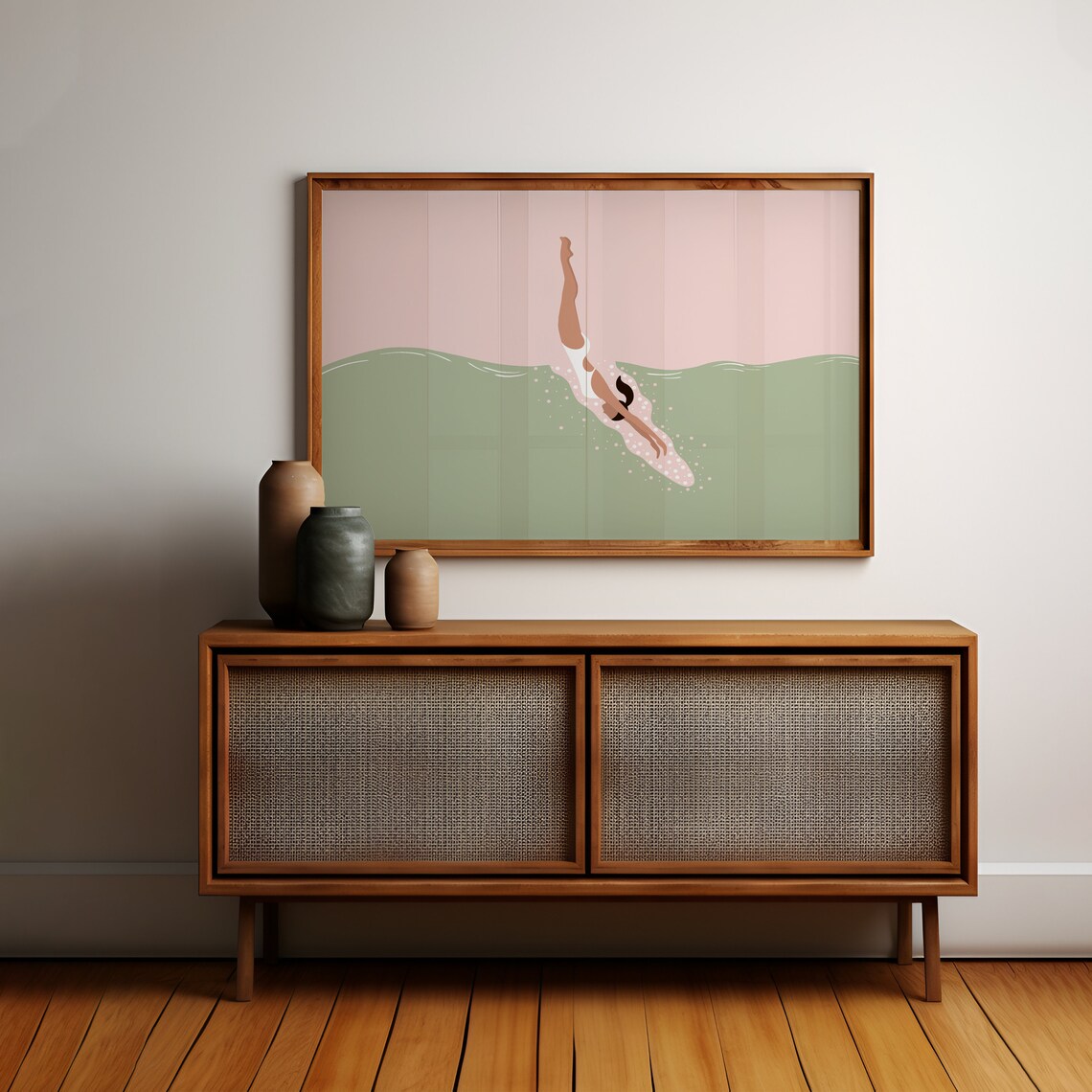 Retro Swimmer Diving Art Print, Vintage Pool Decor - Image 2