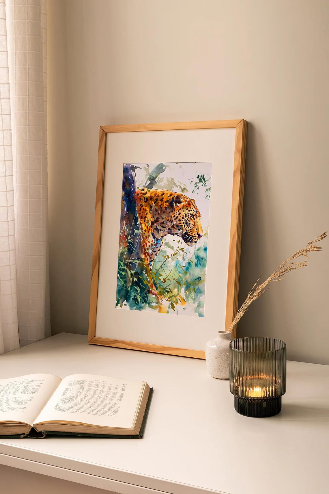 Leopard Watercolor Wild Big Cat Jungle Wildlife Nature Art Print - Image 2