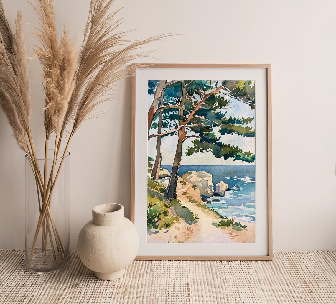Monterey Watercolor California Landscape Art Print - Image 4