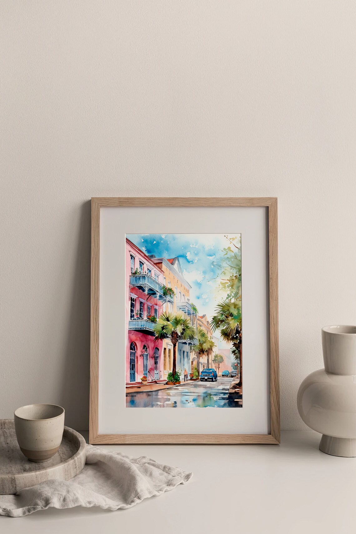 Rainbow Row Watercolor Travel Poster, Charleston - Image 2