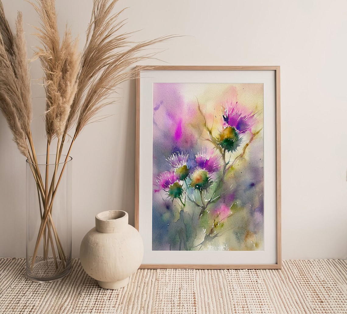 Thistle Flowers Watercolor Art Print, Scotland Wildflowers - Image 4