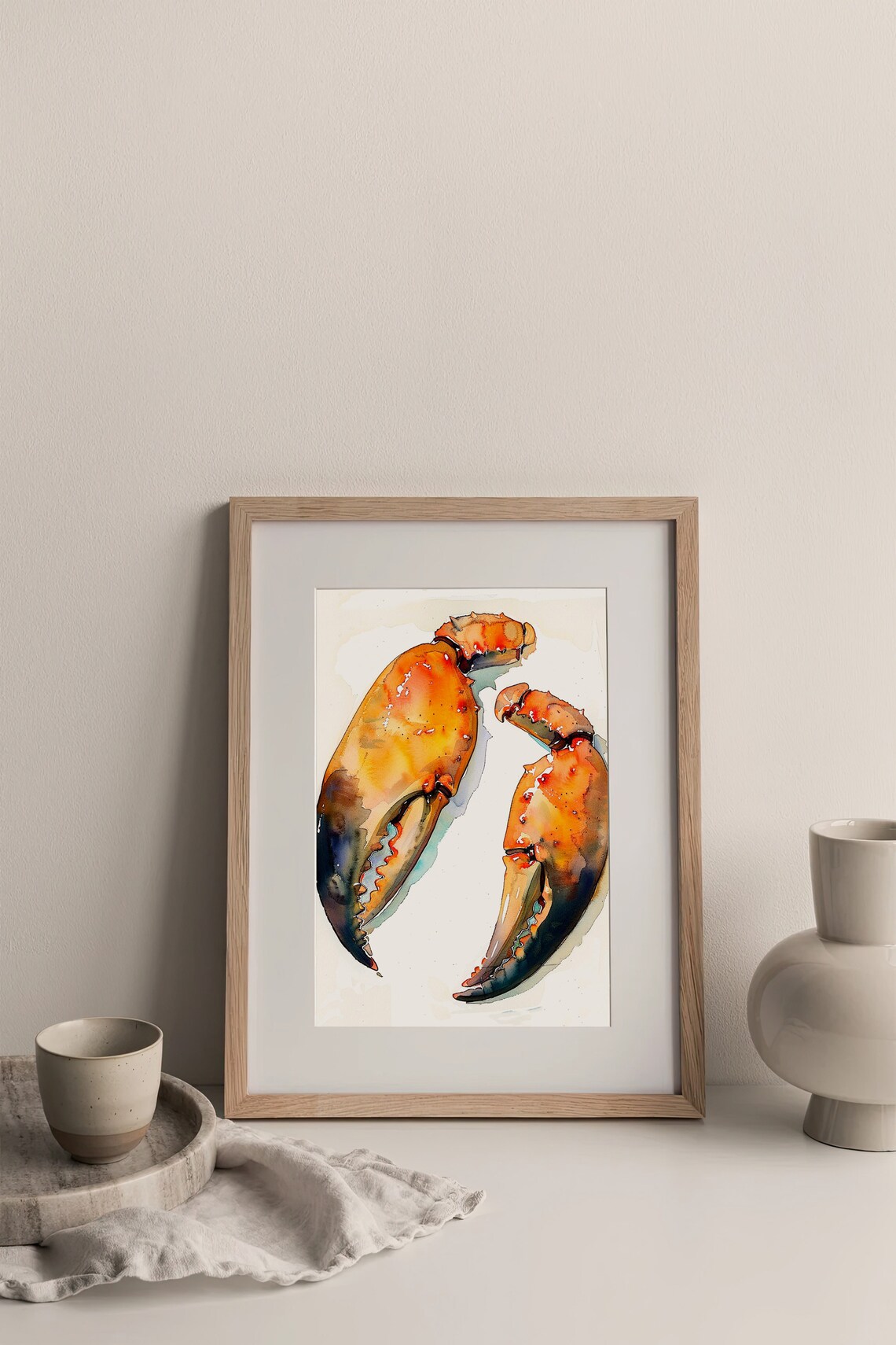 Crab Claw Art Print Red Crab Watercolor Painting Animals Wall Art Kitchen Artwork By Feelingprints - Image 2