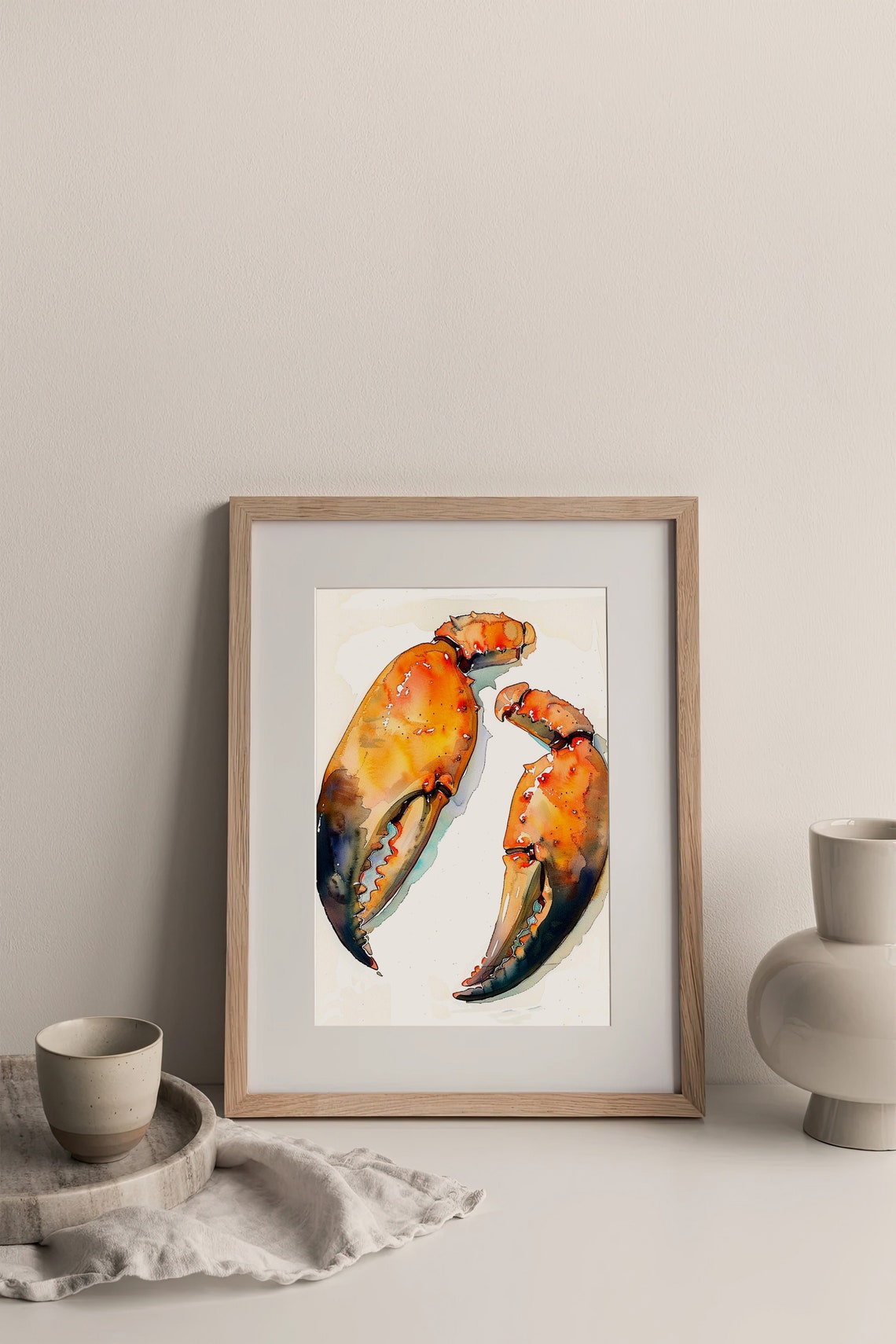 Red Crab Claw Watercolor Seafood Kitchen Coastal Decor Art Print - Image 2
