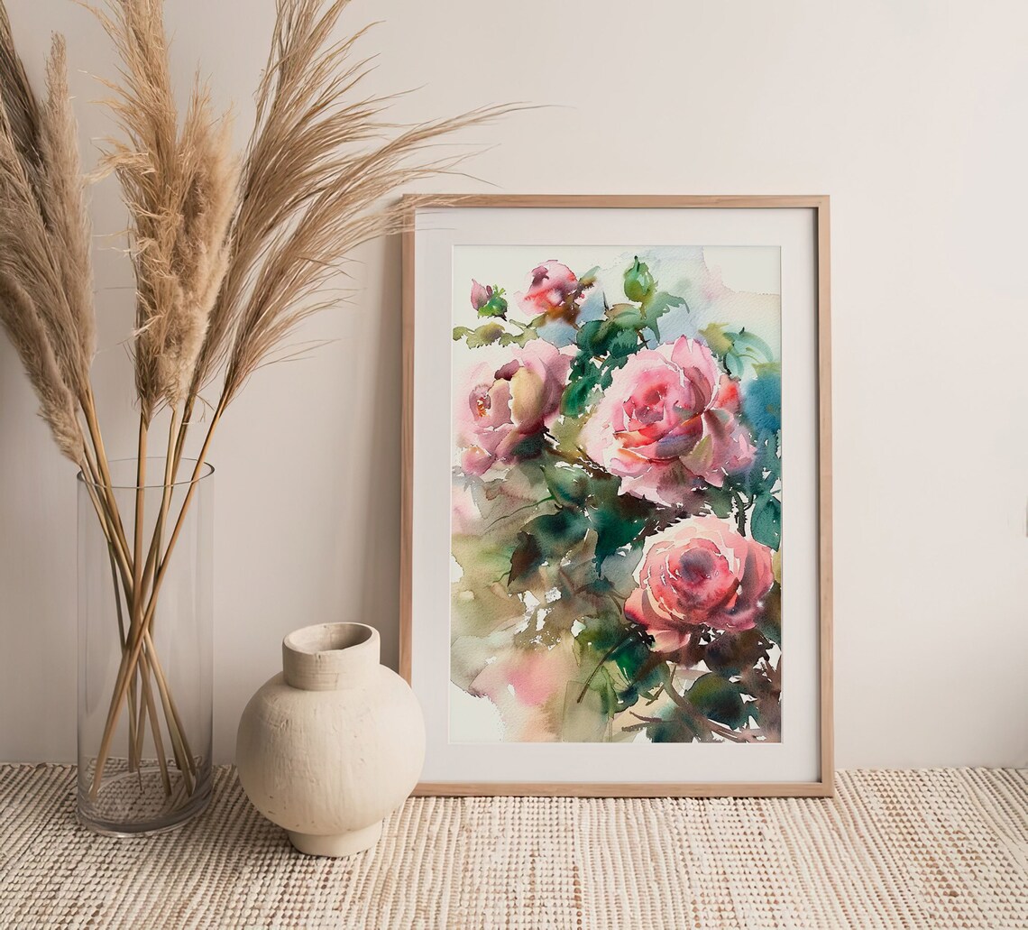 Roses Watercolor Painting, Floral Botanical Art Print - Image 4