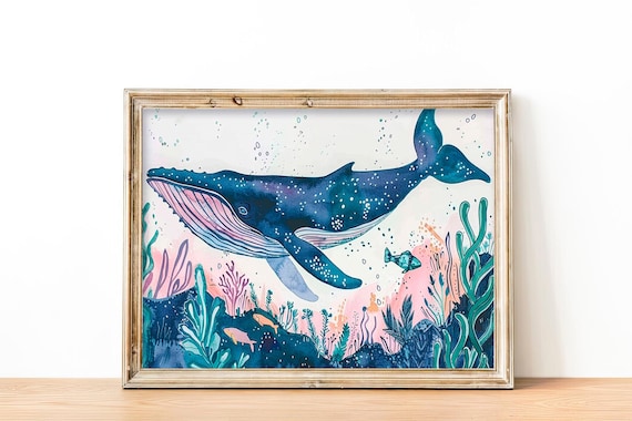 Whale Watercolor Painting Animal Watercolor Art Print Whale Wall Art Print Gifts By Feelingprints