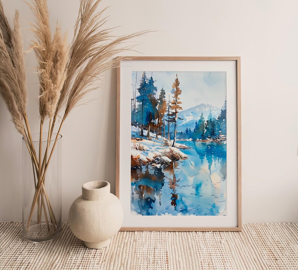 Tahoe Lake Watercolor Art Print, California Landscape - Image 4
