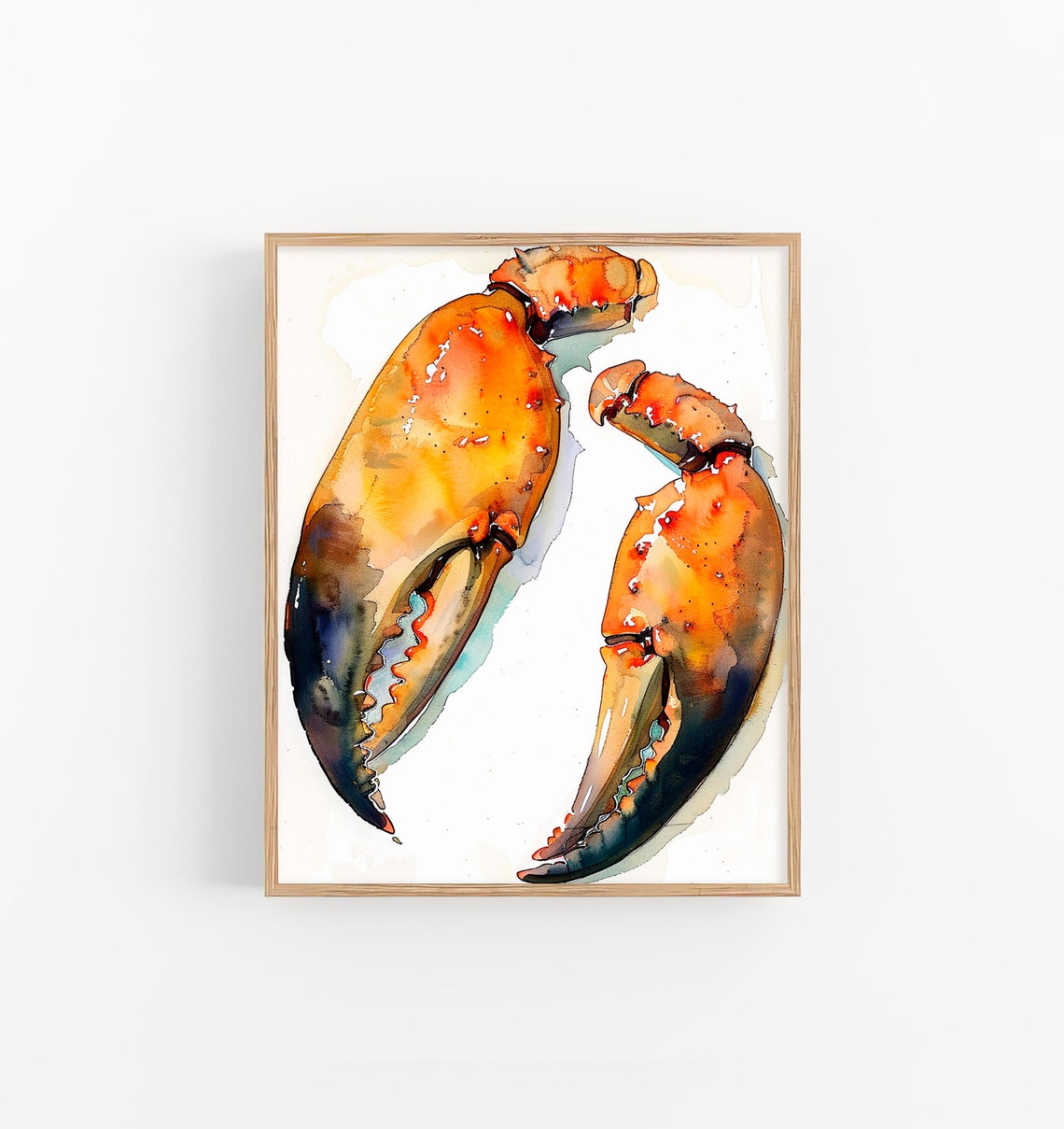 Red Crab Claw Watercolor Seafood Kitchen Coastal Decor Art Print