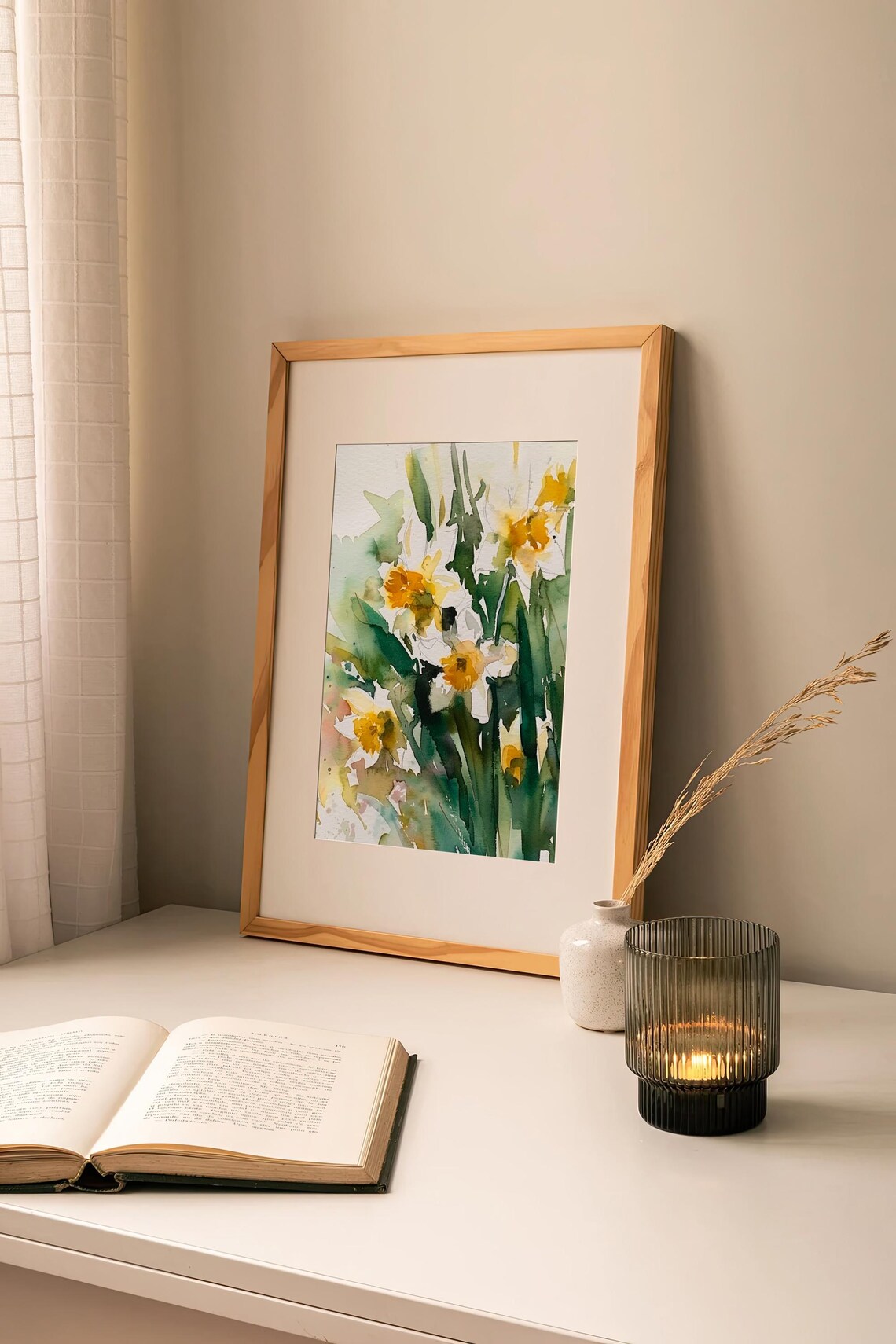 Daffodils Watercolor Art Print, Meadow Florals - Image 2