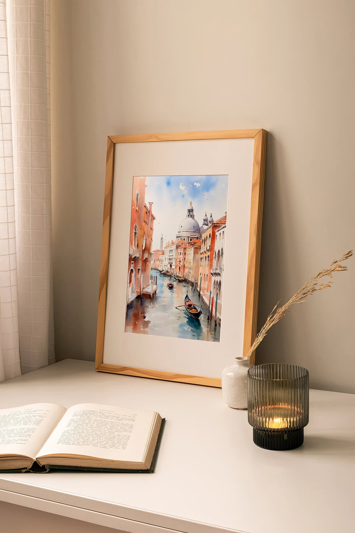 Grand Canal Venice Watercolor Art Print, Cityscape - Image 2