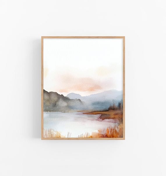 Lake District Landscape Watercolor Painting Scottish Landscape Watercolor Art Print Neutral Wall Art Poster Gifts By Feelingprints