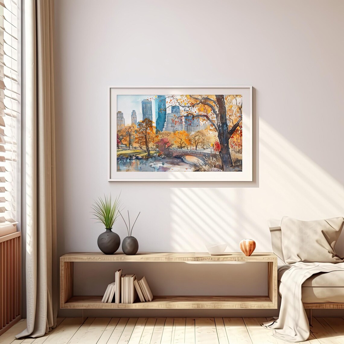 Autumn Central Park Watercolor Art Print, New York - Image 5