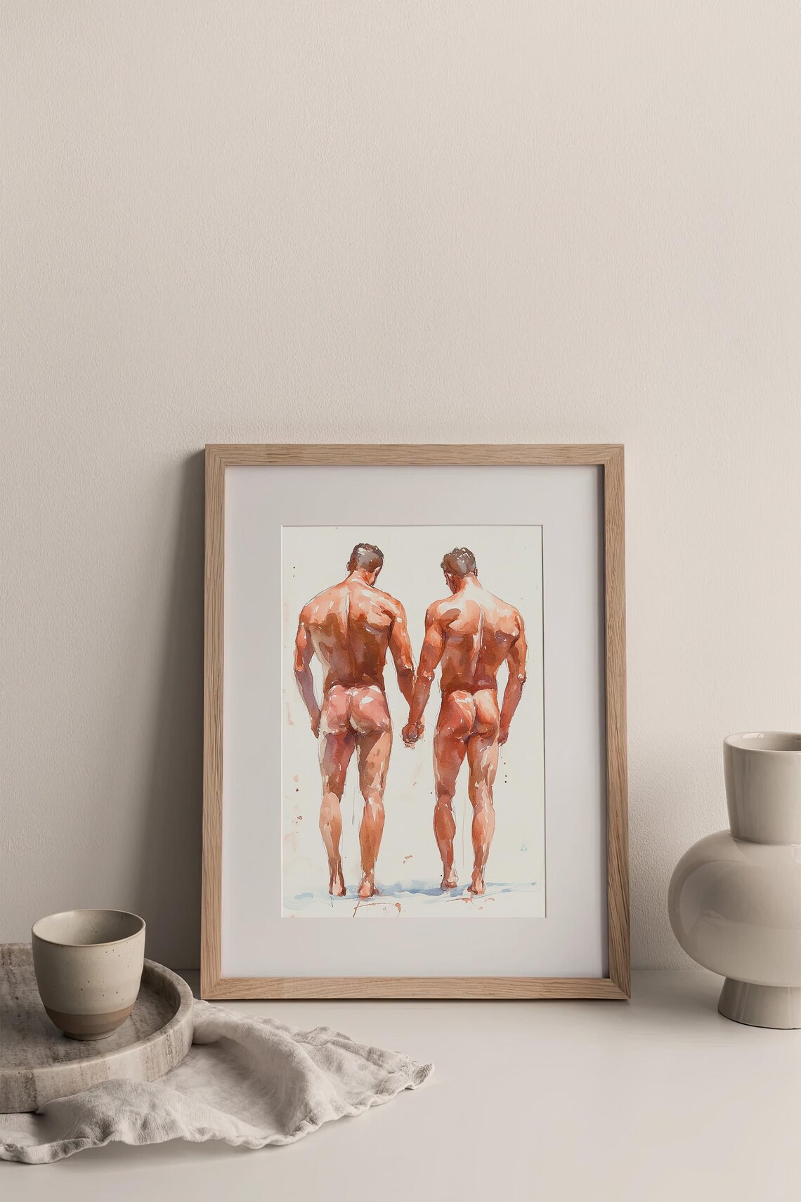 Gay Bodies Watercolor Painting, Friendship Art Print - Image 3