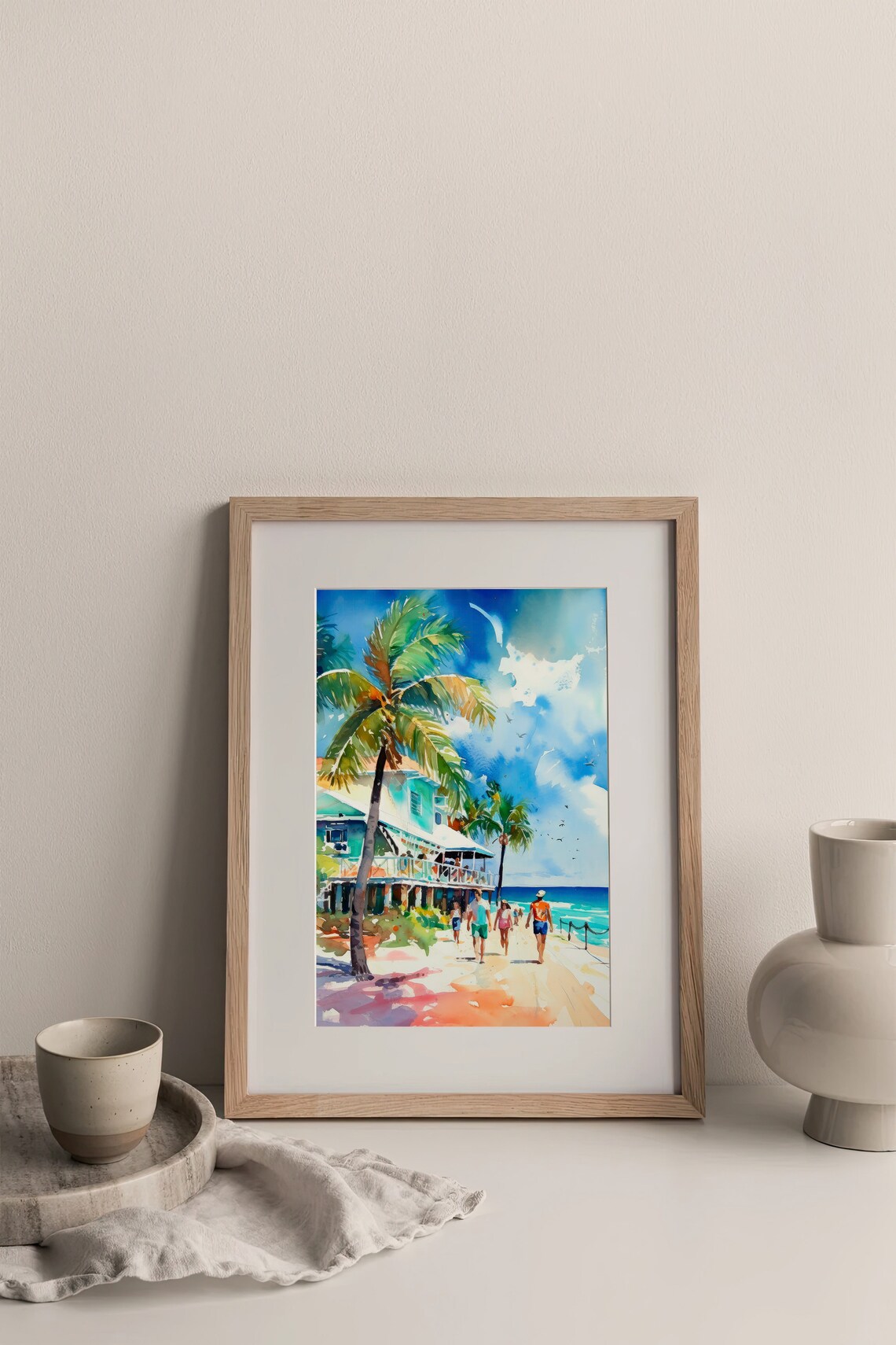 Stunning Siesta Key Florida Beach Palms Coastal Watercolor Poster - Image 3