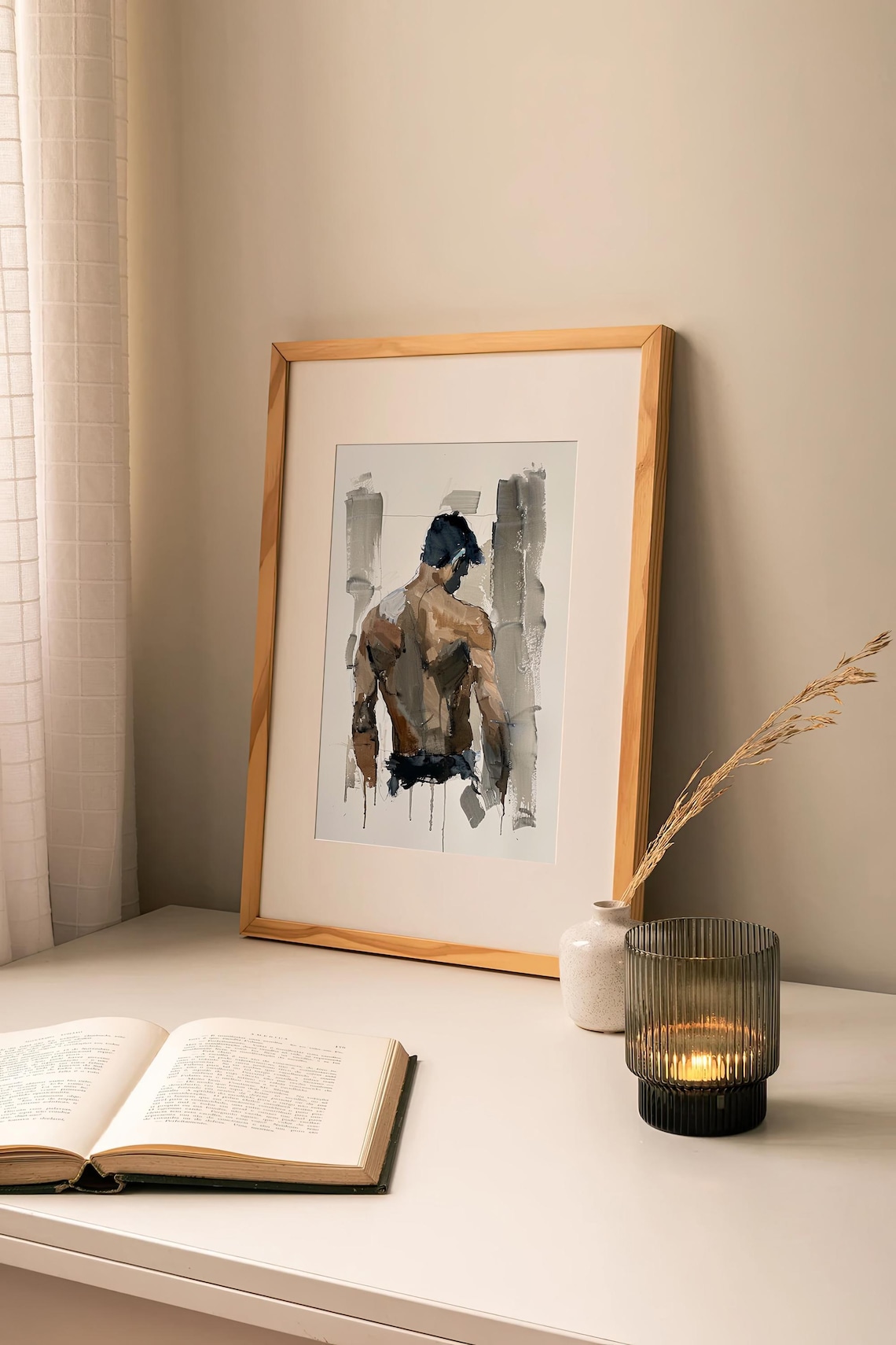 Male Body Art Print, Gay Watercolor Portrait - Image 2