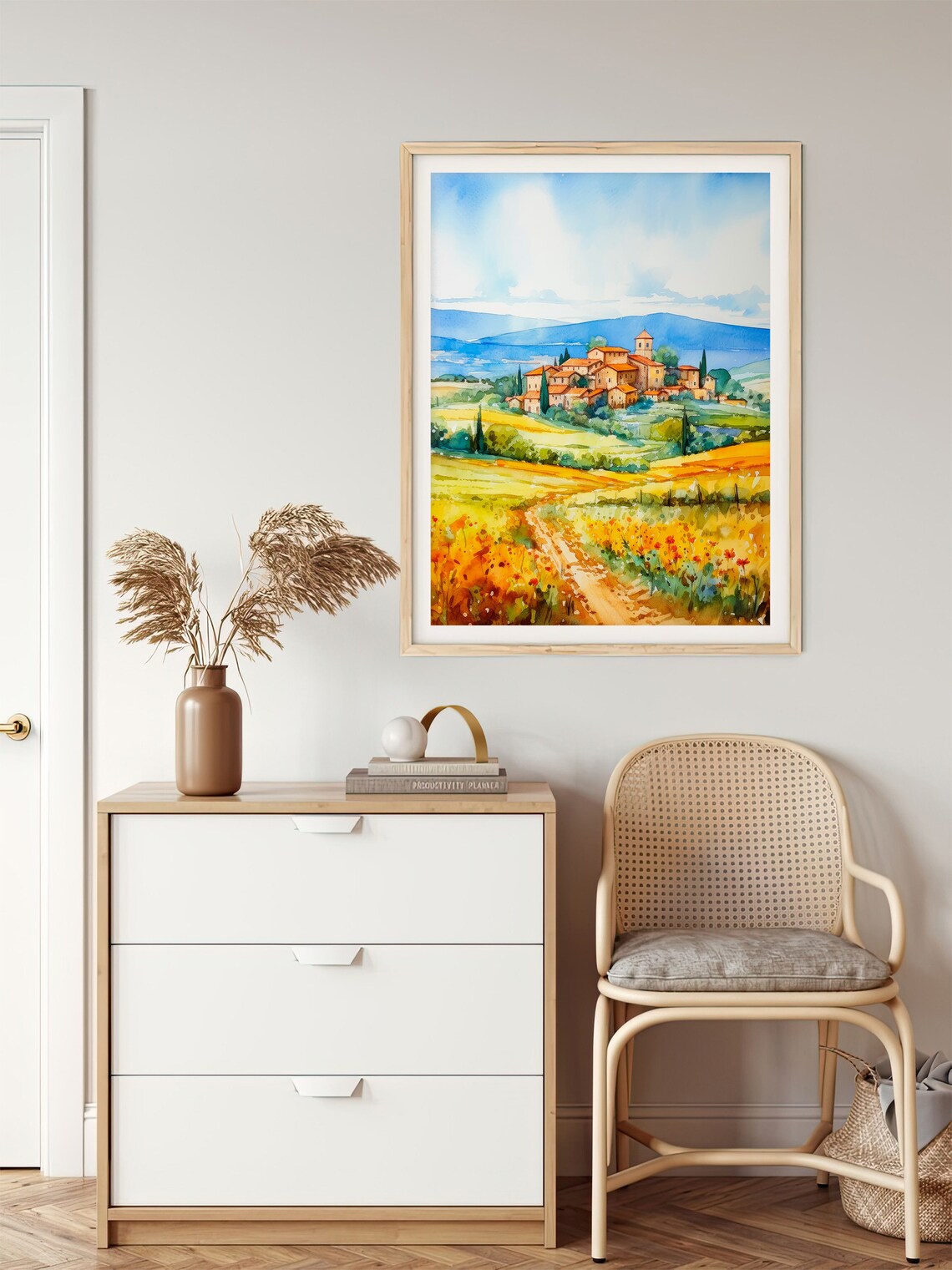 Tuscany Watercolor Sunflower Fields Travel Poster - Image 4