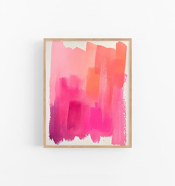 Pink Color Watercolor Painting Peaches Colors Brushstroke Watercolor Art Print Wall Art Poster By Feelingprints