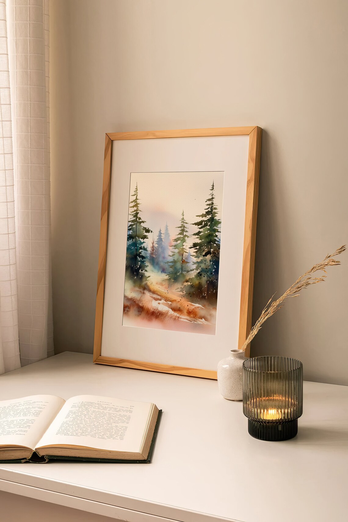 Utah Landscape Pine Trees Watercolor Art Print - Image 2