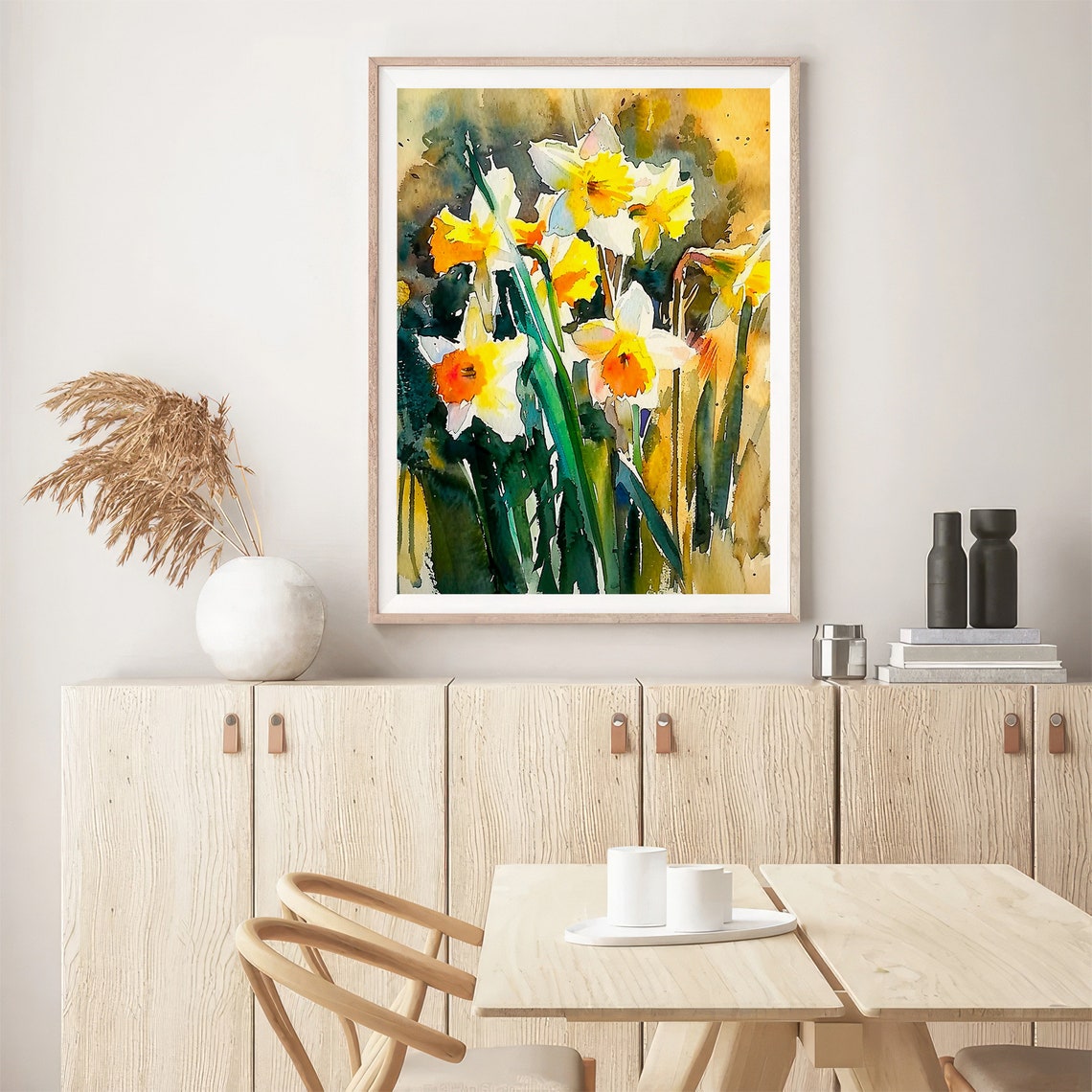 Yellow Daffodils Spring Flowers Watercolor Botanical Floral Wall Art - Image 5
