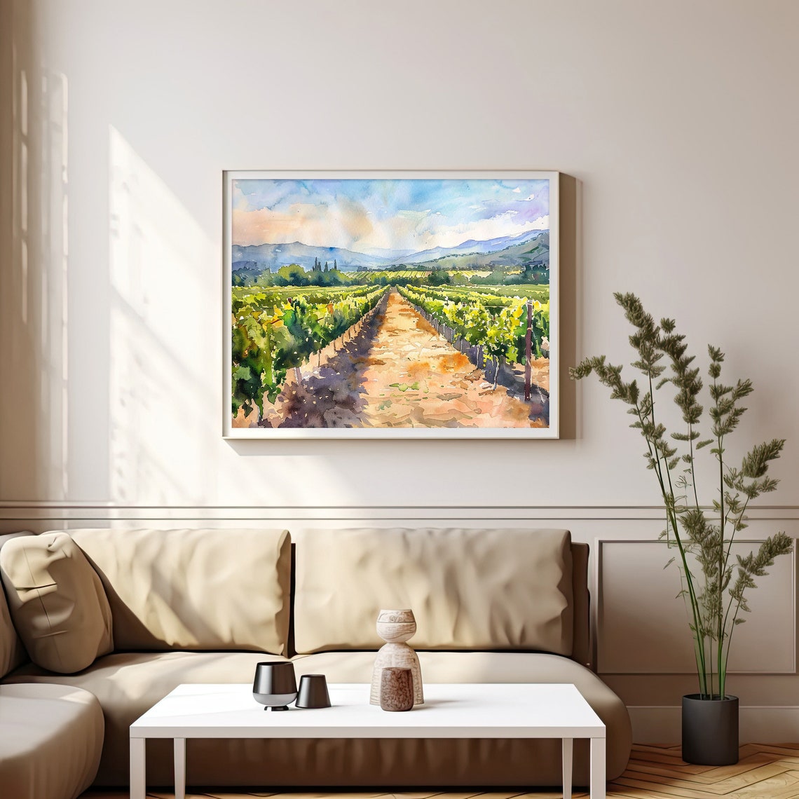 Napa Valley Vineyard Rows California Wine Country Watercolor Poster - Image 4