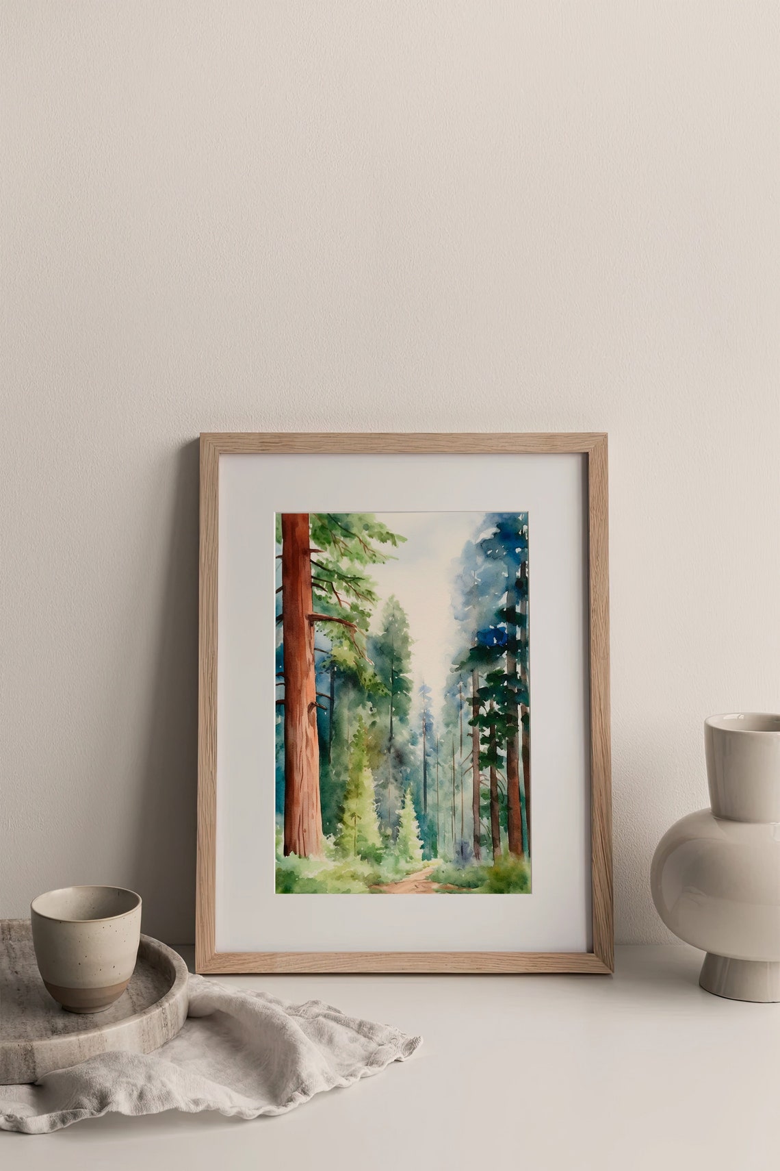 Sequoia National Park Watercolor Towering Redwood Forest Trees Poster - Image 3