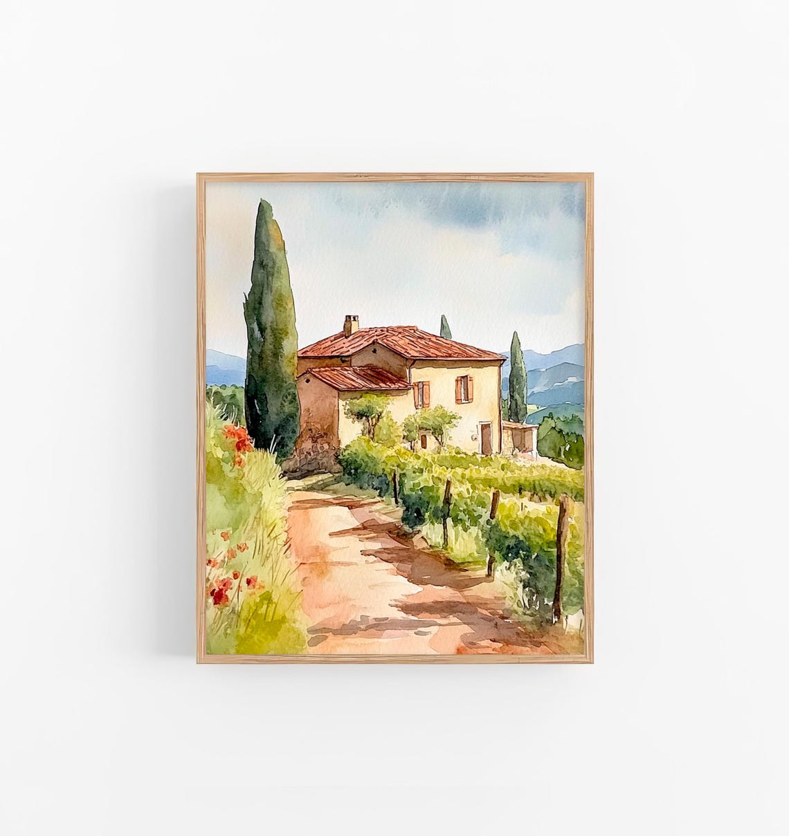 Tuscany Countryside Watercolor Art Print Italian Farmhouse Wall Art Decor Italian House Wall Art Travel Gifts By Feelingprints