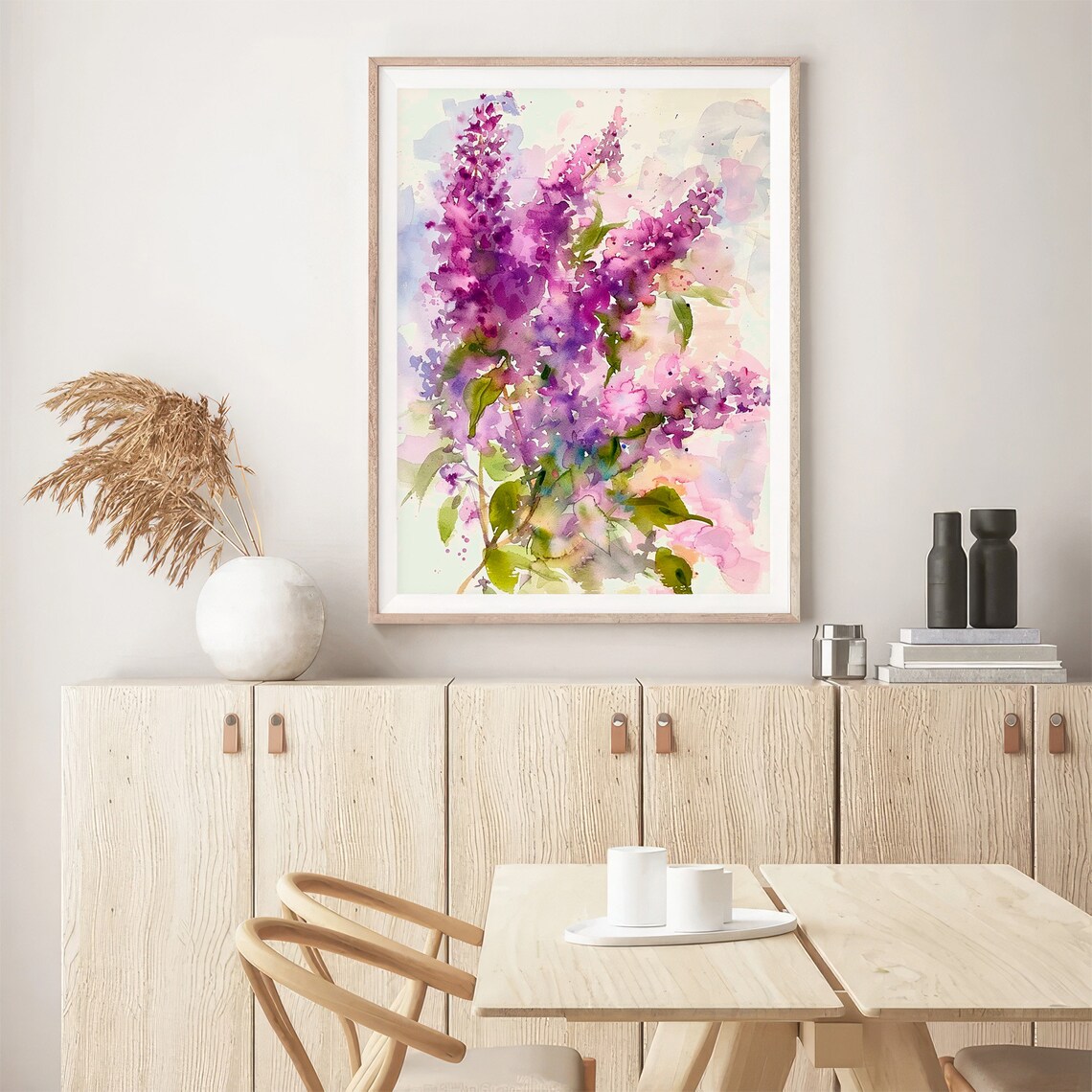 Lilac Flowers Watercolor Art Print, Rustic Kitchen Decor - Image 5