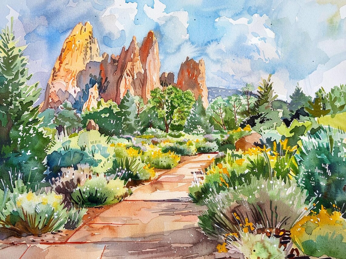 Garden Of Gods Watercolor Colorado Landscape Art Print