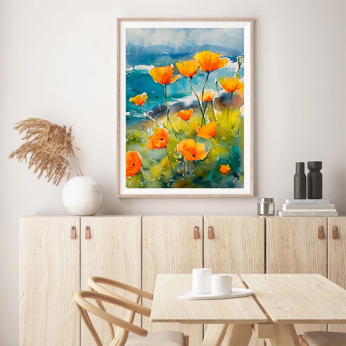 California Poppies Watercolor Art Print, Coastline - Image 5