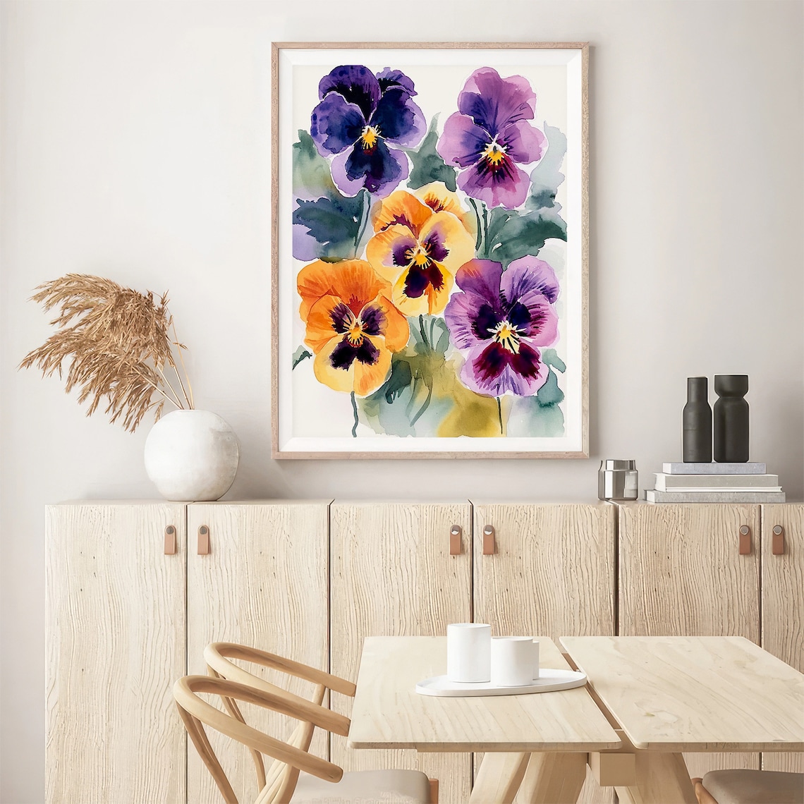 Pansies Watercolor Art Print, Botanical Wall Decor - Image 5