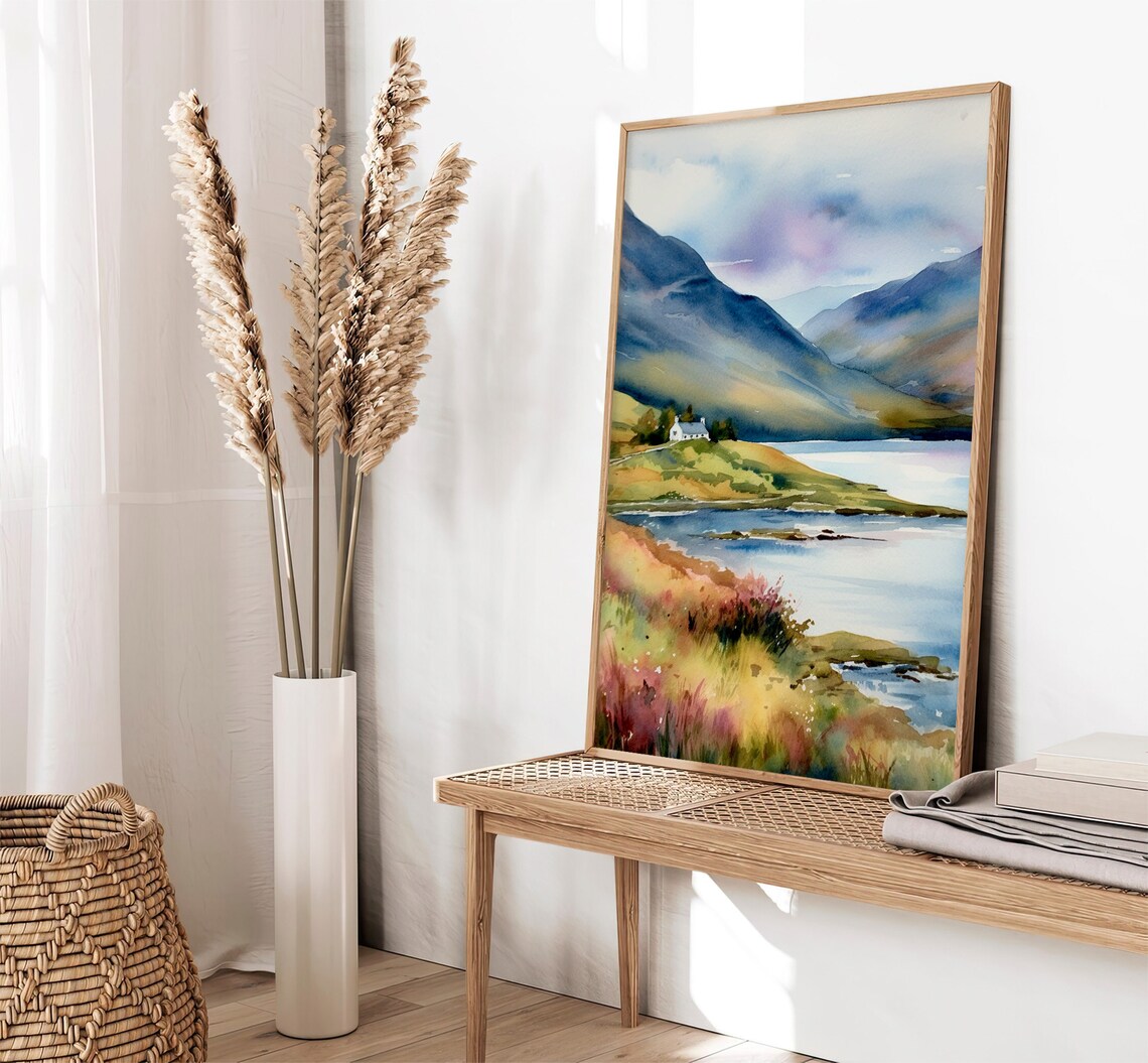 Lake District Watercolor Art Print, England Countryside - Image 3