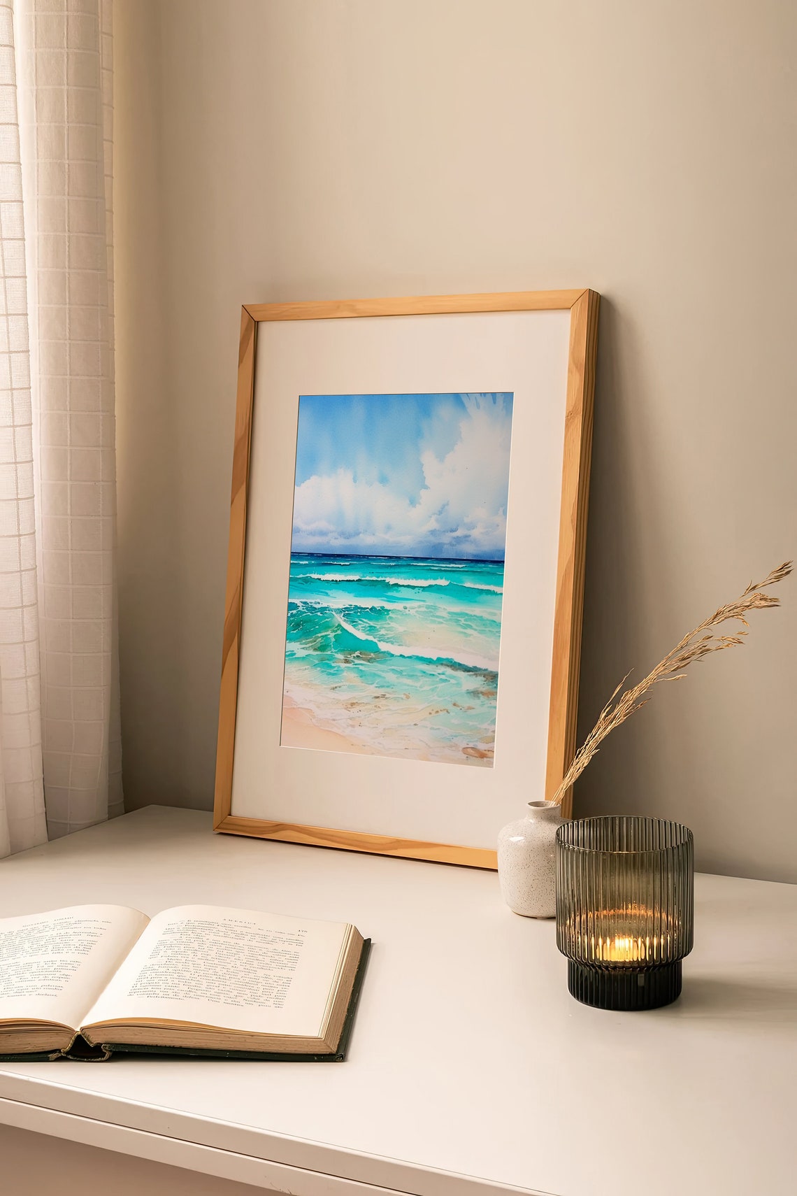 Laguna Beach Turquoise Waves Watercolor Ocean Seascape Poster - Image 3