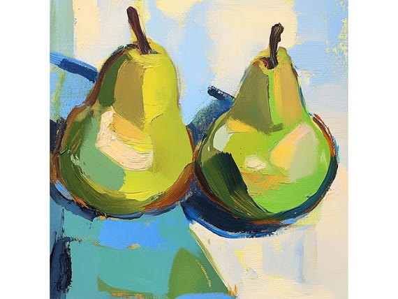 Pear Art Print Fruit Print Kitchen Wall Art Decor Naive Style Painting By Feelingprints