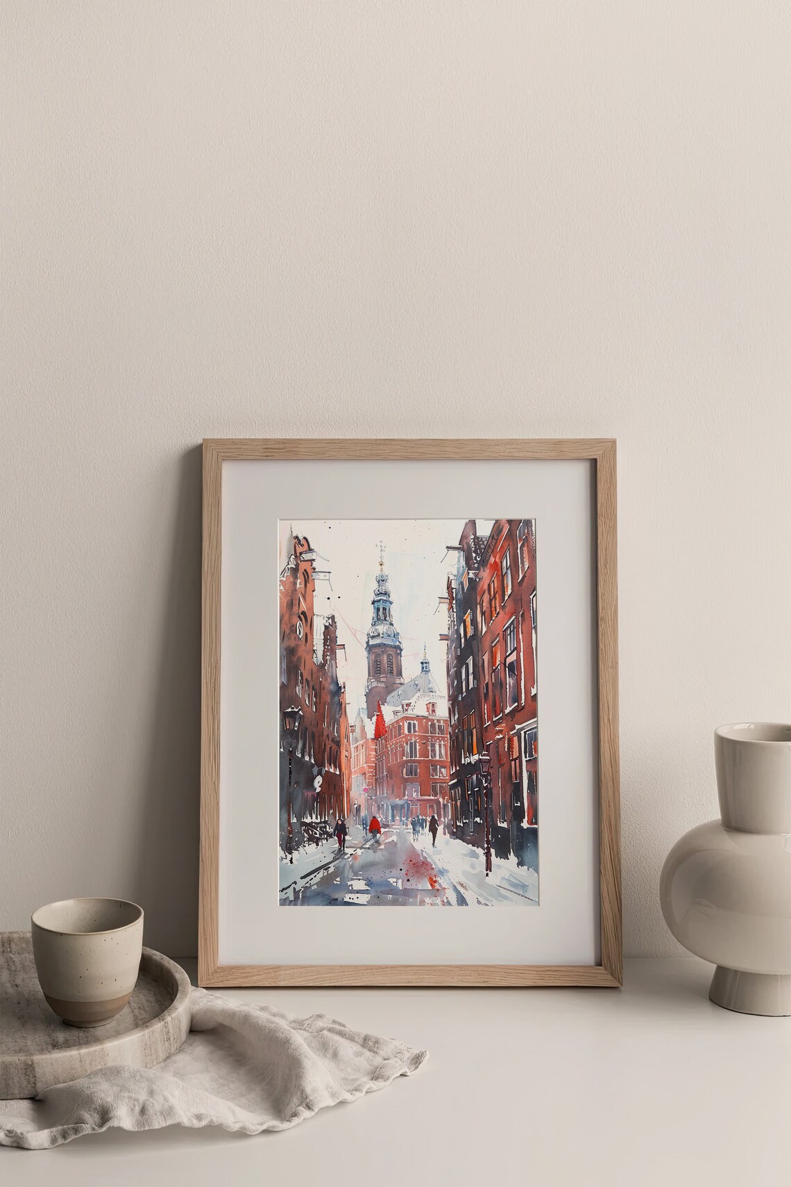 Amsterdam Watercolor Art Painting Cityscape Travel Watercolor Artwork Travel Art Poster Gifts For Her By Feelingprints - Image 4