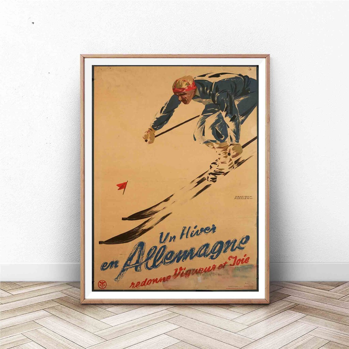 Vintage Ski Poster, German Travel Art Print