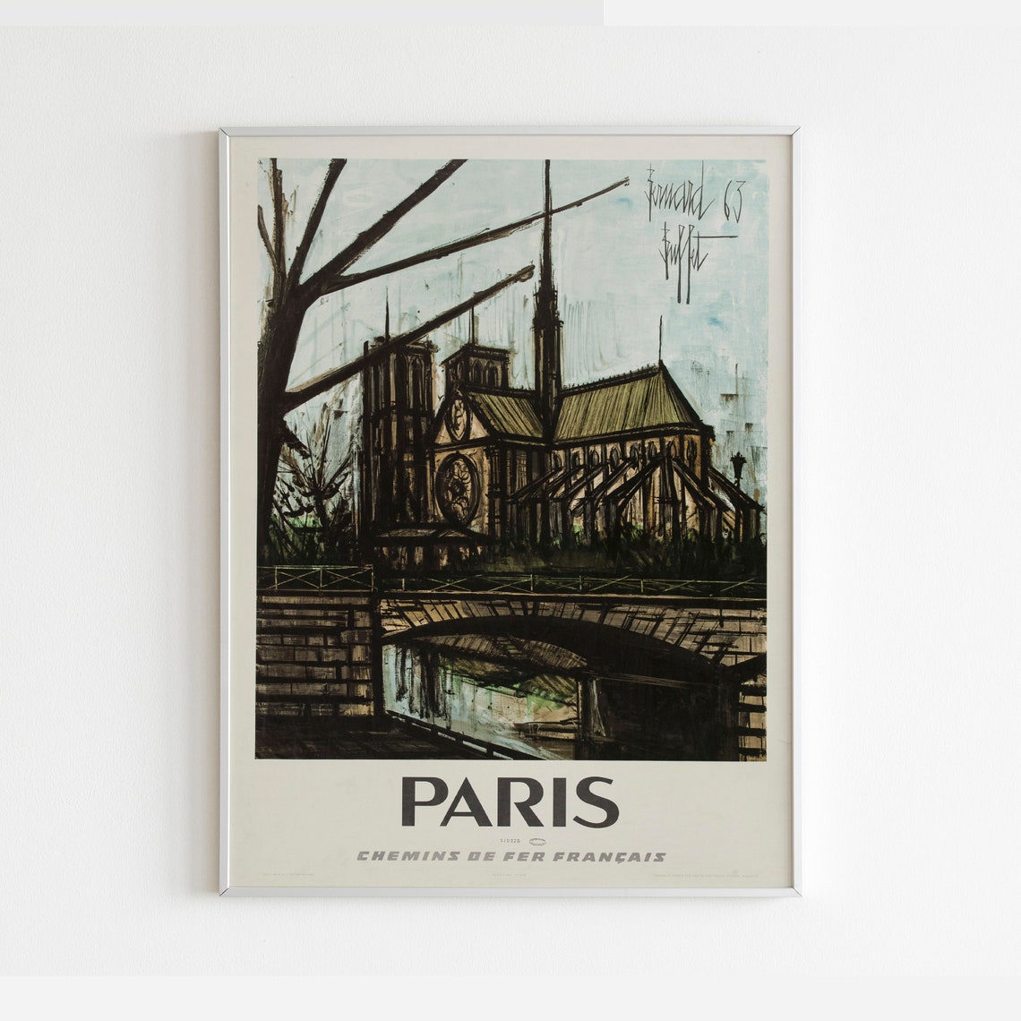 Bernard Buffet Notre Dame Paris 1963 French Railway Travel Poster