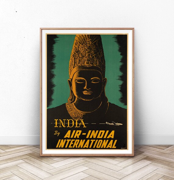 India by Air India International Vintage Airline Deity Figure Poster