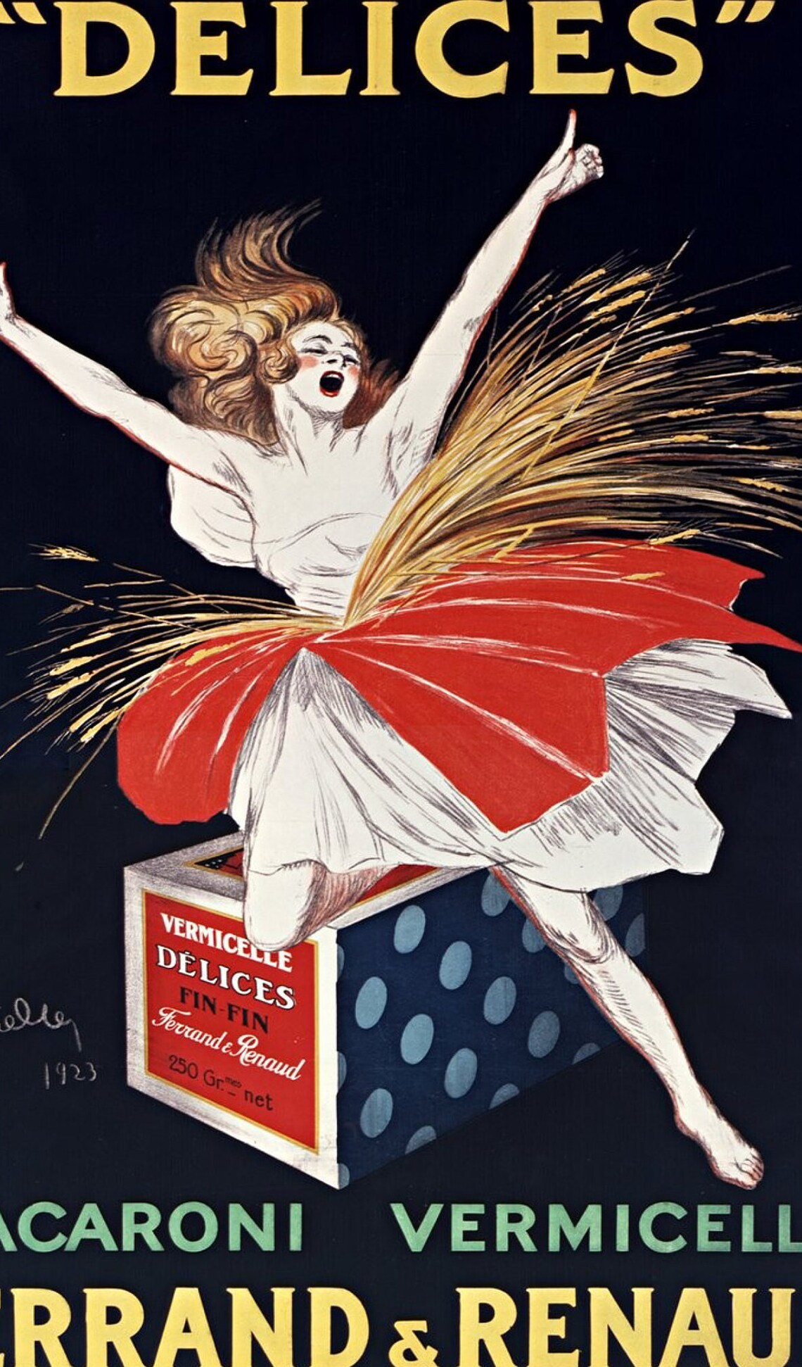 Cappiello Delices Macaroni Vermicelle Vintage French Food Poster 1923 - Image 2