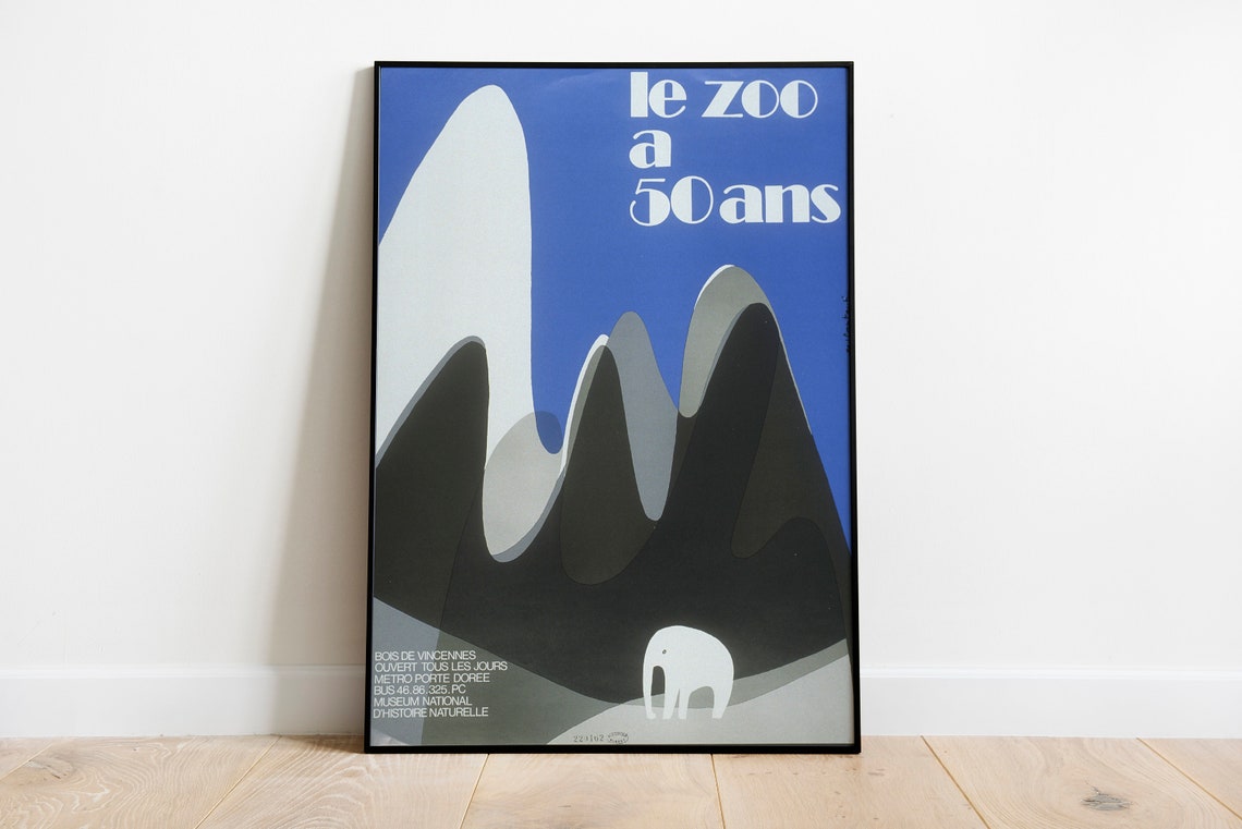Le Zoo A 50 Ans Paris Elephant Minimalist French Vintage Poster - Image 2