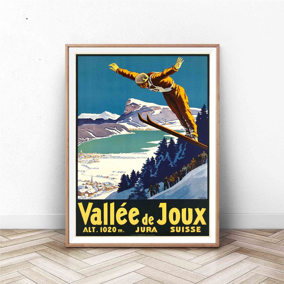 Vallee de Joux Alpine Ski Jump Vintage Winter Sports Art Poster