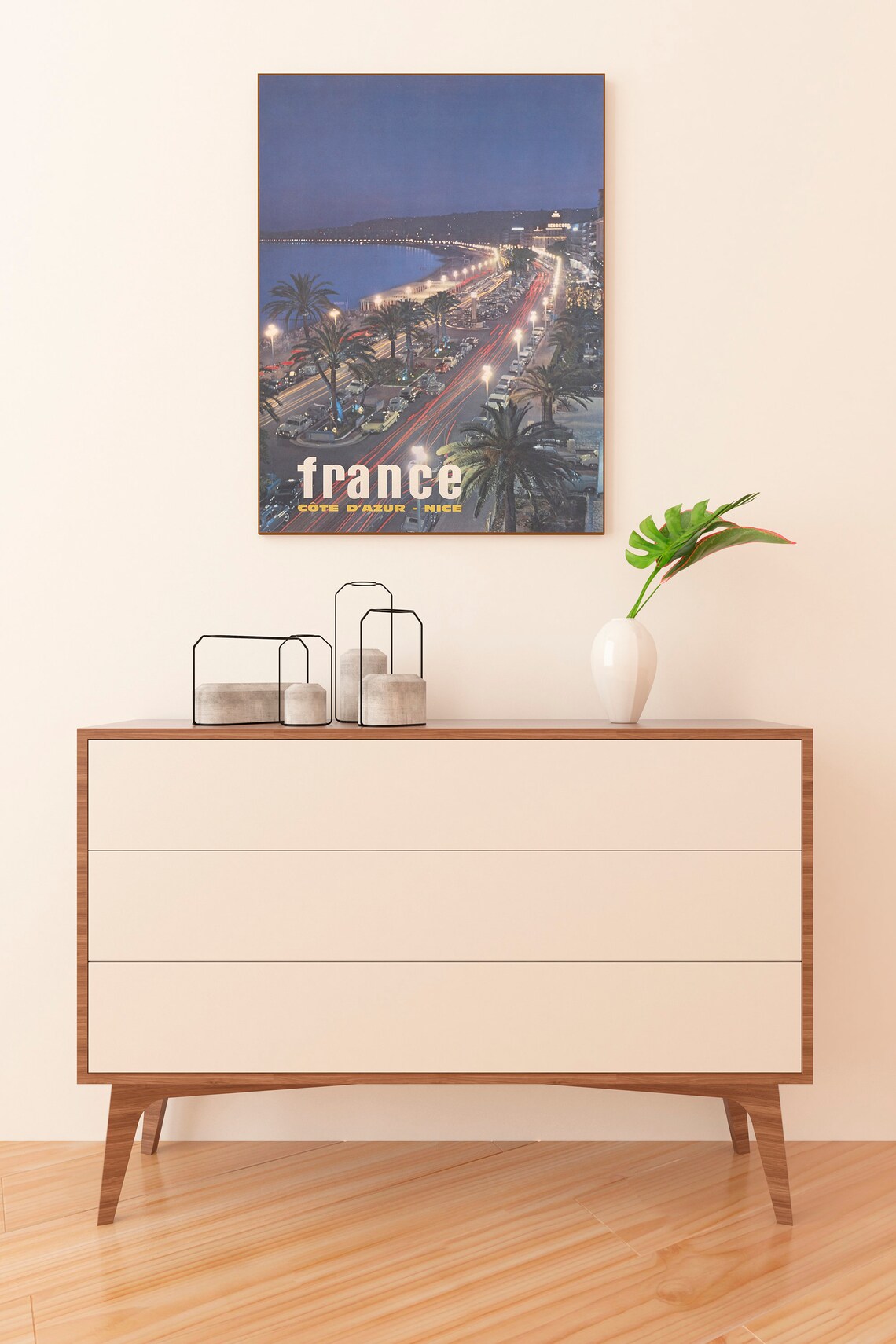 Nice France Azure Coast Night Lights Promenade Vintage Travel Poster - Image 2