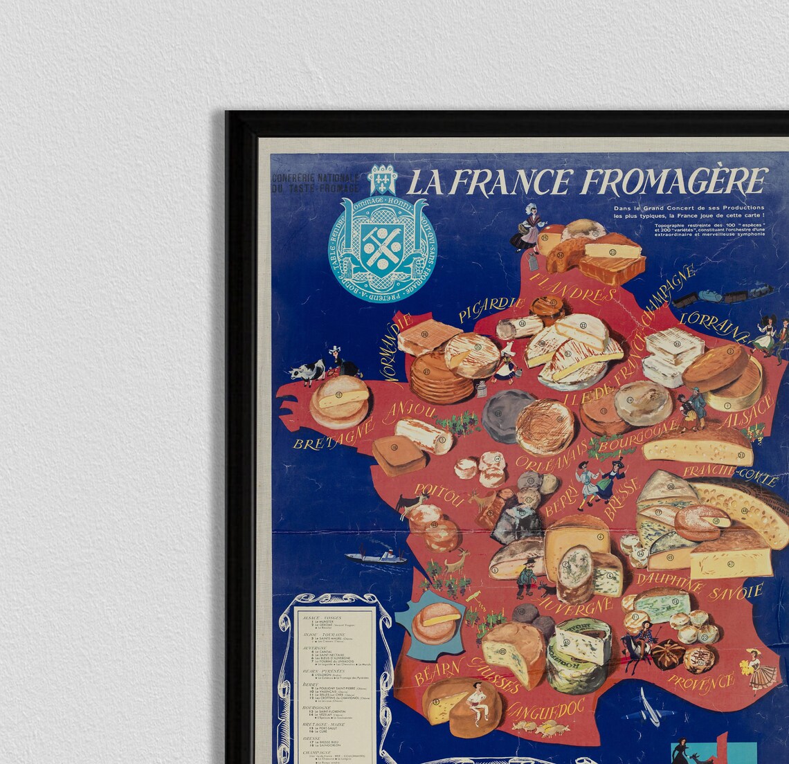 Cheese Art France Retro Food Poster, French Cuisine - Image 2