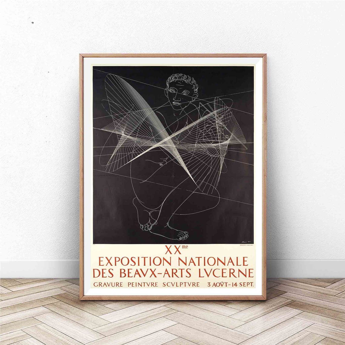 Exposition Nationale Beaux Arts Lucerne 20th Line Drawing Art Poster