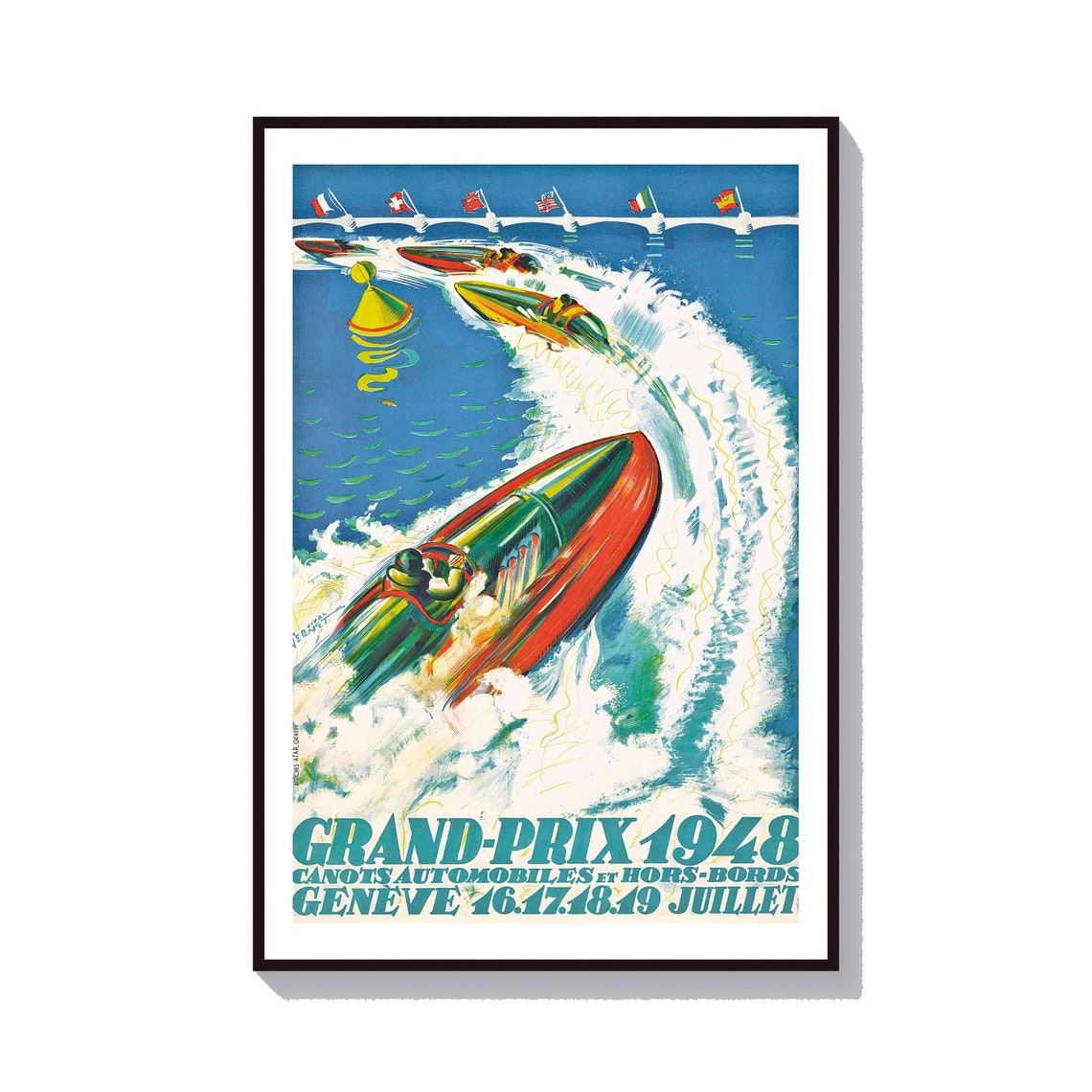 Grand Prix 1948 Geneve Motorboat Racing Speedboats Sport Poster