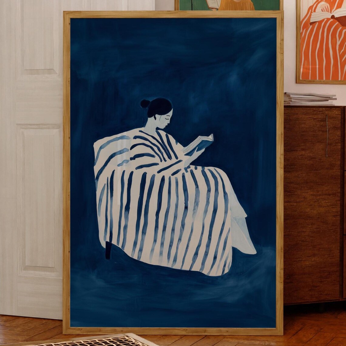 Abstract Reading Woman, Minimalist Contemporary Art