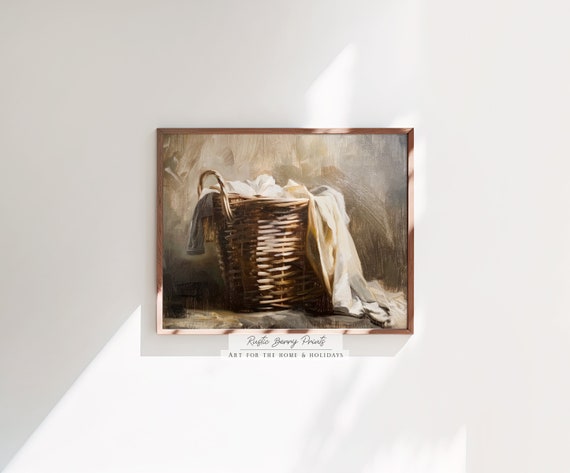 Laundry Room Wall Art Oil Painting Vintage Print Laundry Room Decor Farmhouse Decor Rustic Instant