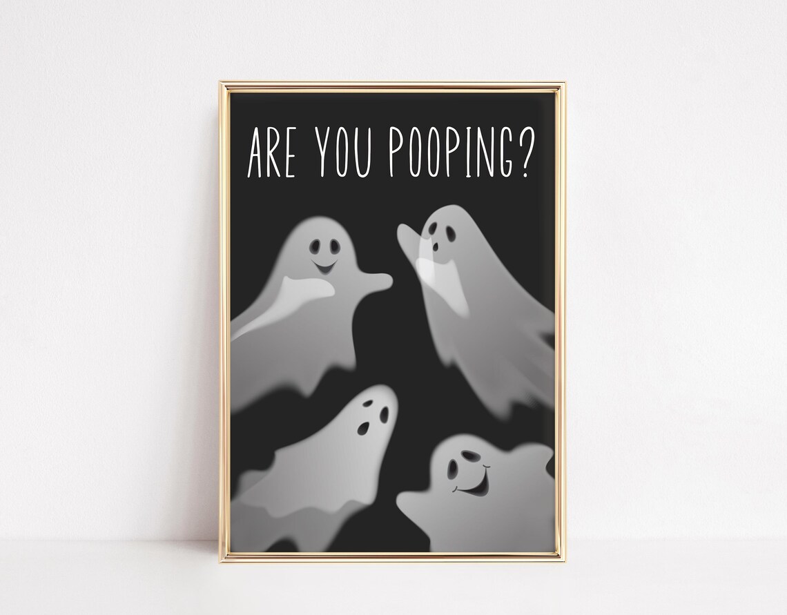 Funny Ghosts Halloween Bathroom Print Spooky Restroom Art Digital Download