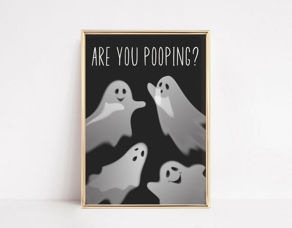 Funny Ghosts Halloween Bathroom Print Spooky Restroom Art Digital Download